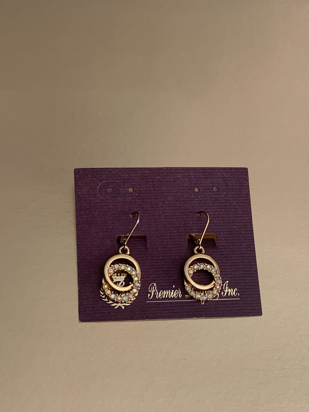 Premier Designs Gold Crystal Loop Drop Earrings